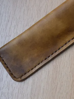 Brown Vegetable Tanned Leather Pen Case
