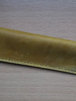 Handmade Leather Fountain Pen Case – Yellow Crazy Horse Leather