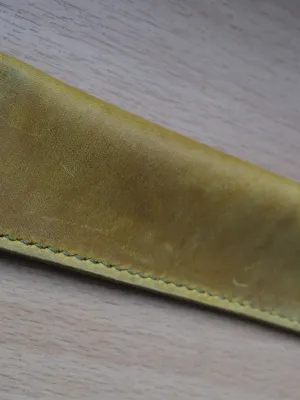 Handmade Leather Fountain Pen Case – Yellow Crazy Horse Leather